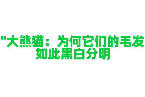 "大熊猫：为何它们的毛发如此黑白分明？"